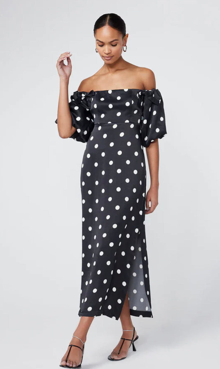 Cecelia Black Polka Dot Bardot Dress