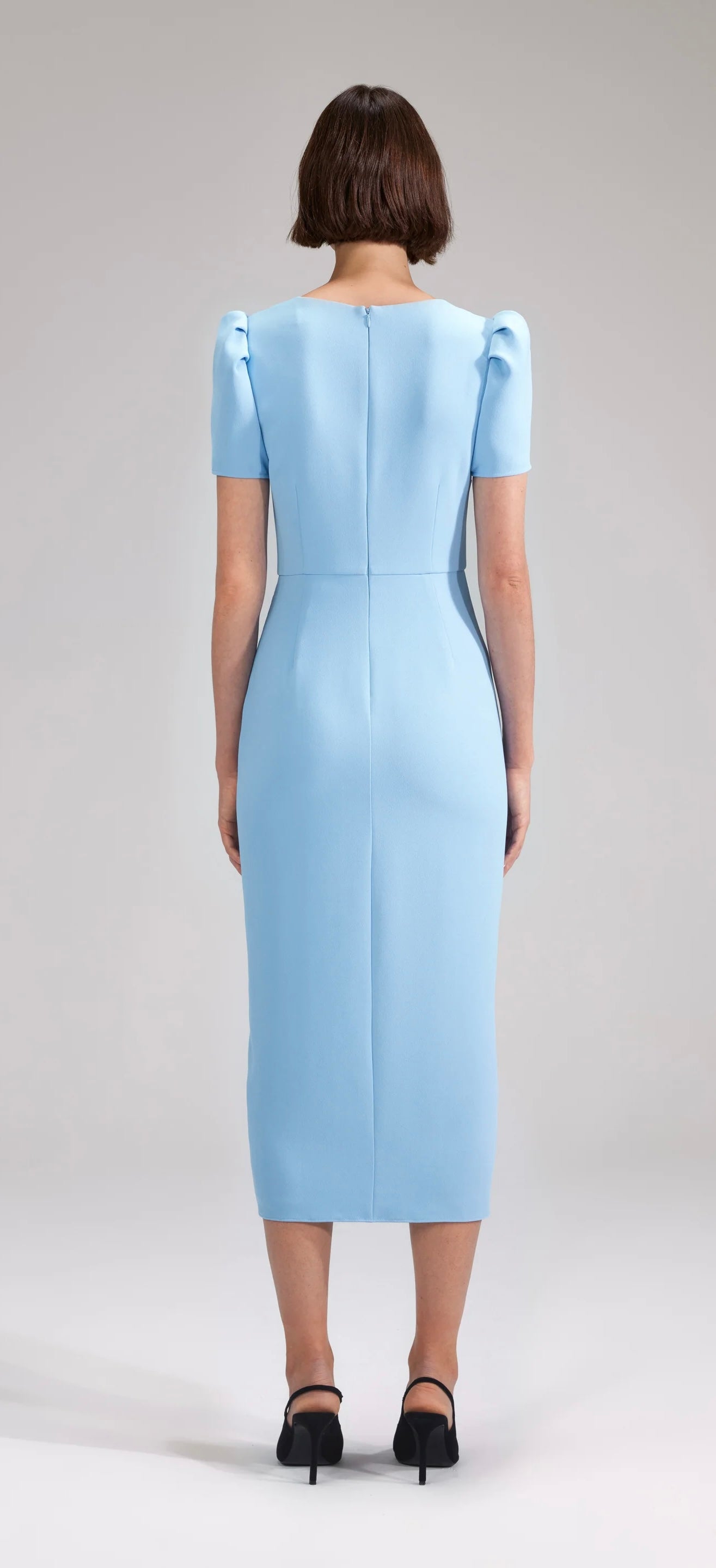 Self Portrait Blue crepe midi