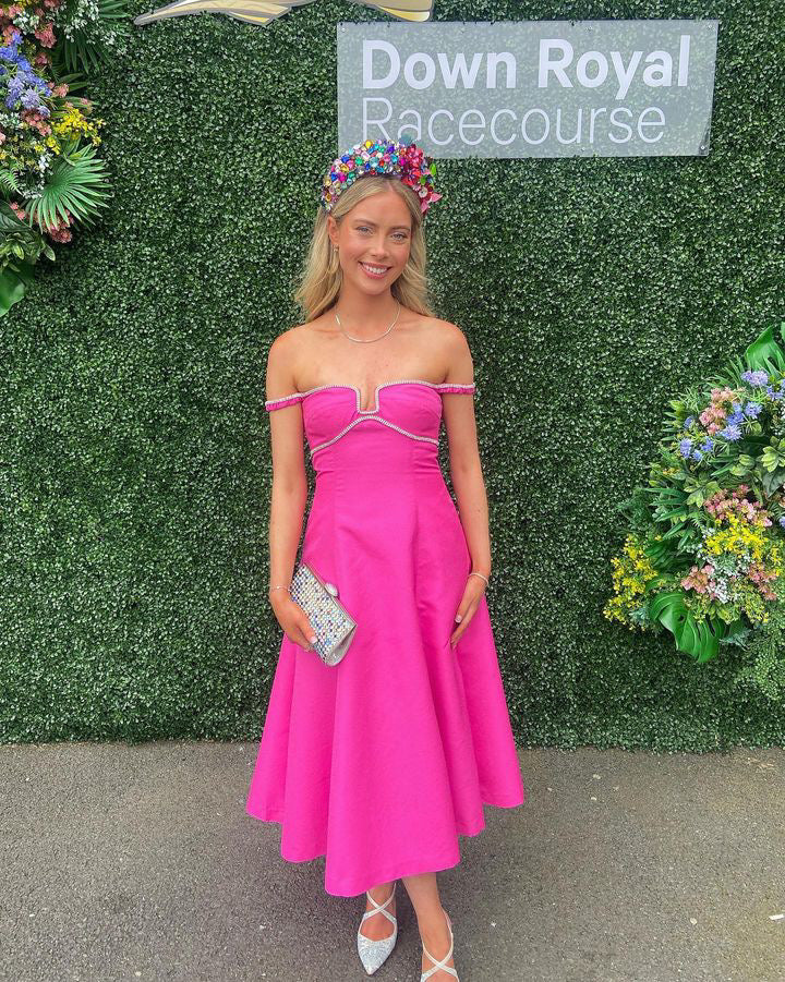 Self portrait pink embellished dress