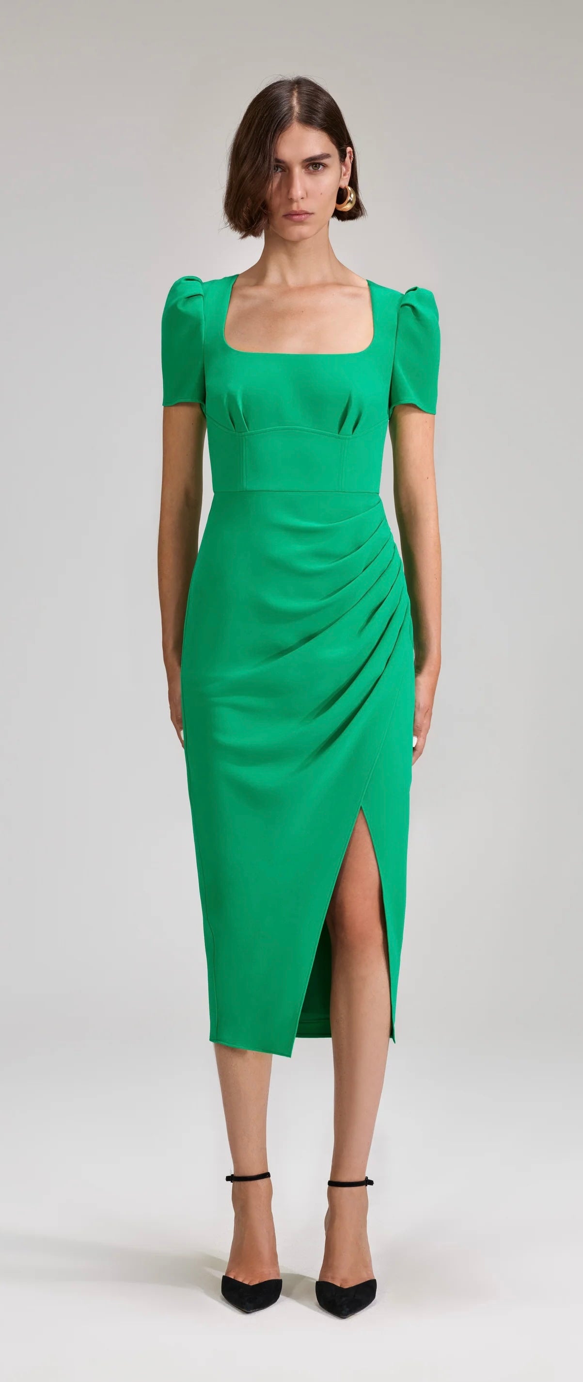 Self Portrait Green Crepe midi