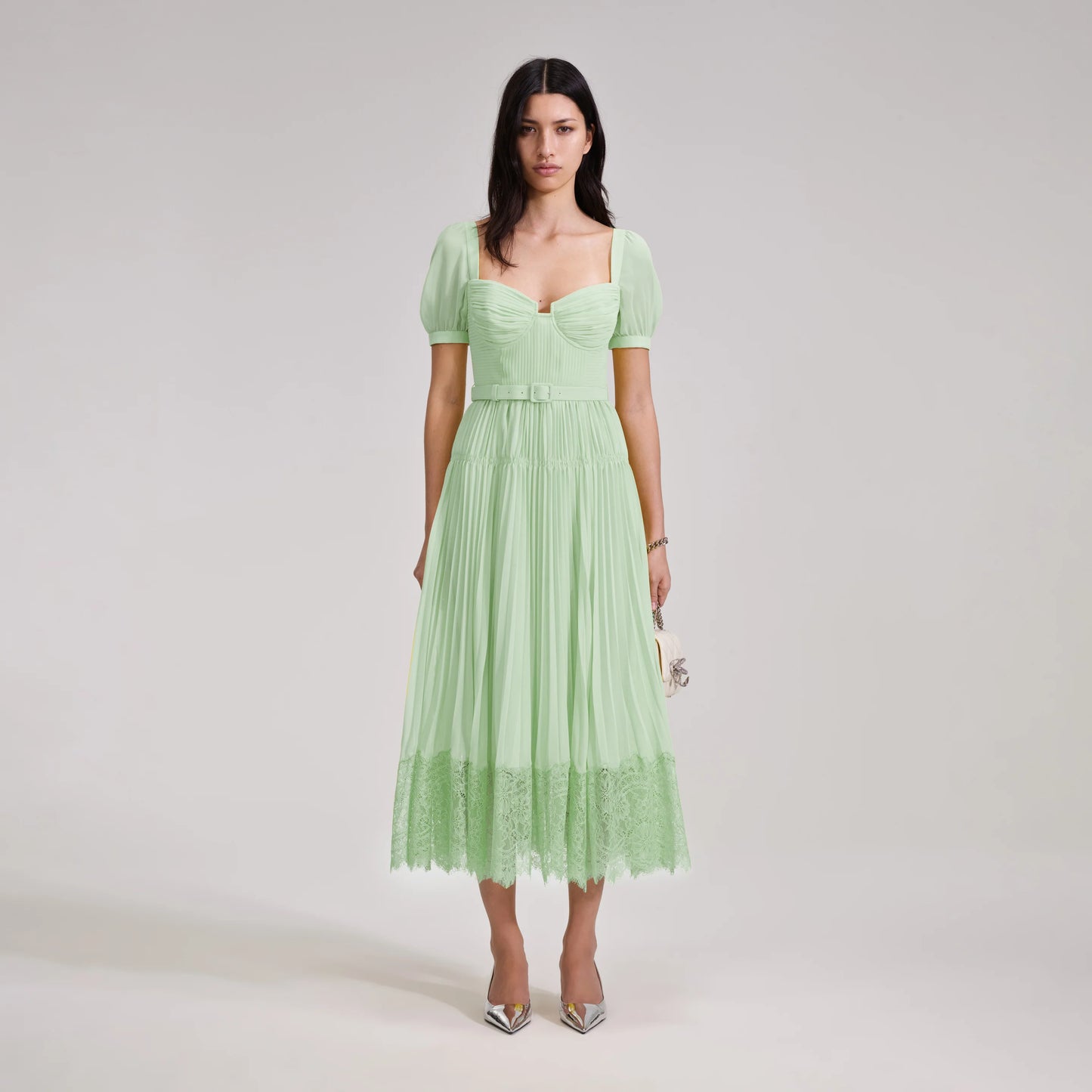 Green chiffon Lace dress - Self Portrait