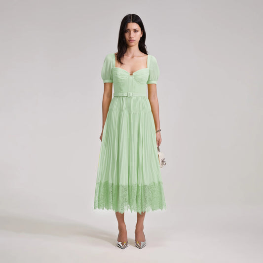 Green chiffon Lace dress - Self Portrait