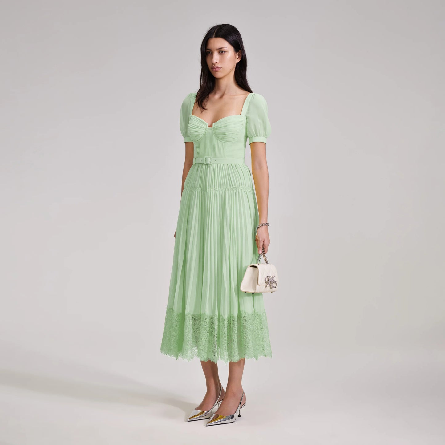 Green chiffon Lace dress - Self Portrait