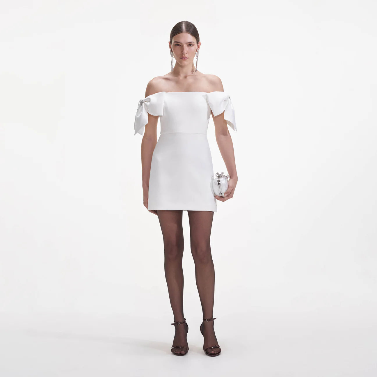 Self portrait white crepe bow mini
