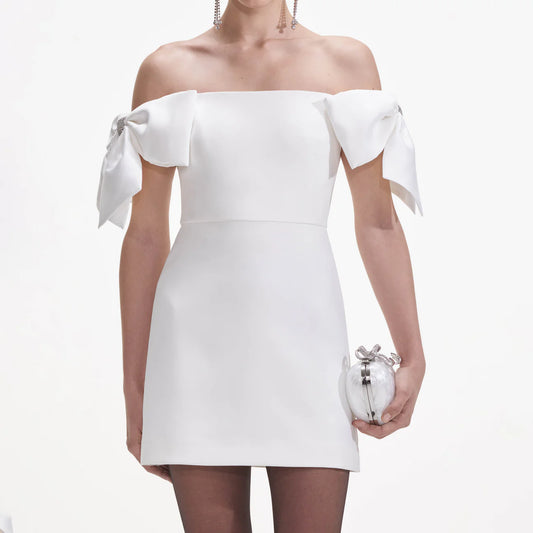 Self portrait white crepe bow mini