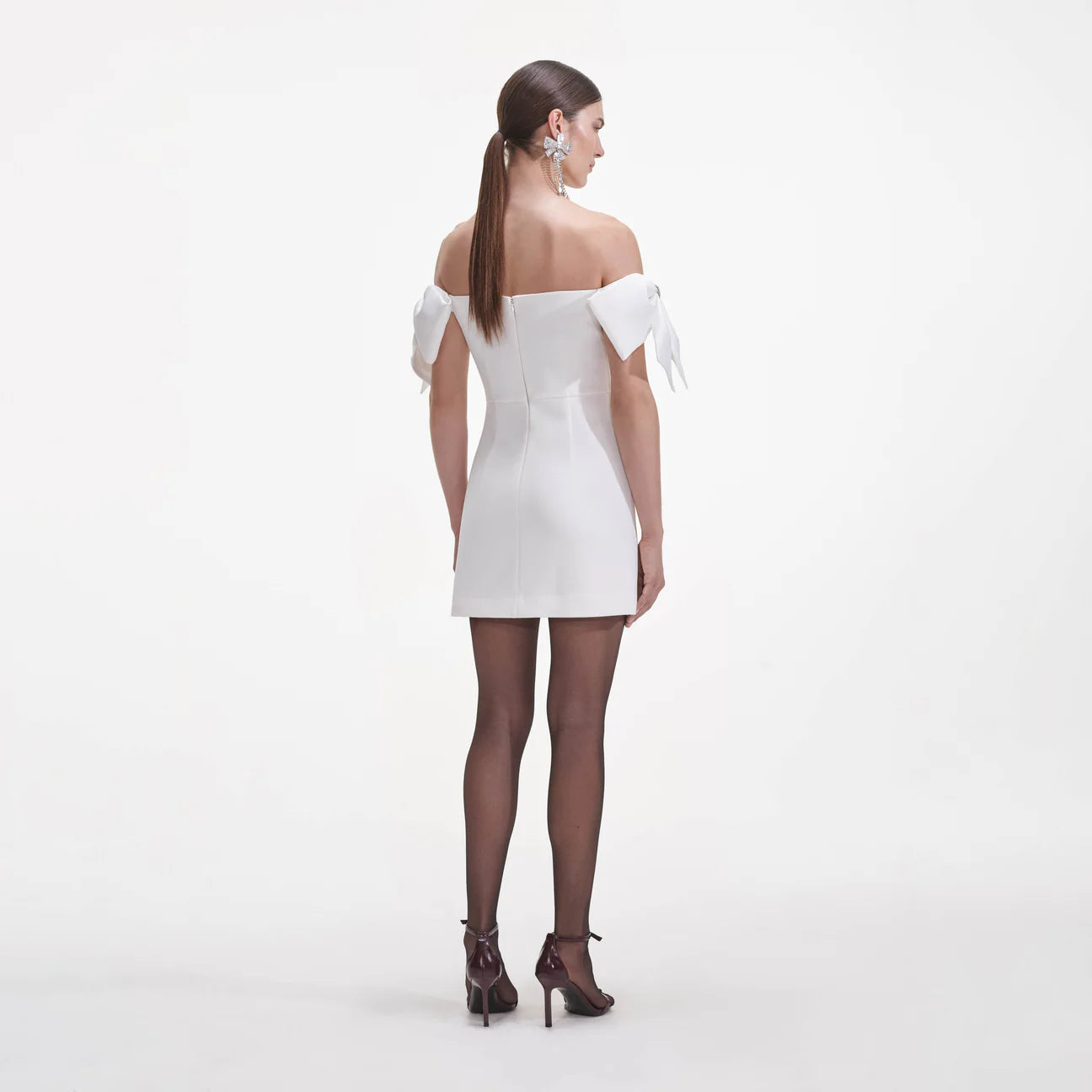 Self portrait white crepe bow mini