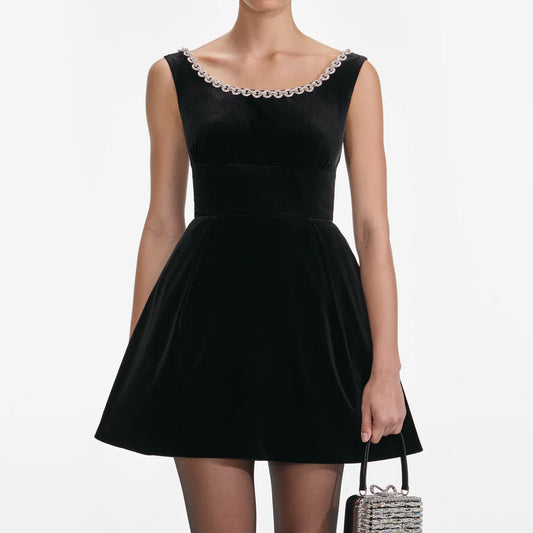 Self portrait black velvet mini