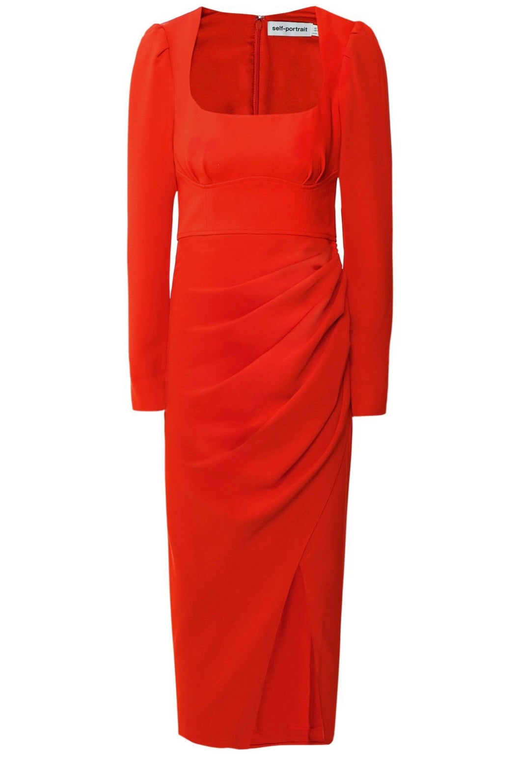 Self Portrait Ruched Crepe Midi Dress