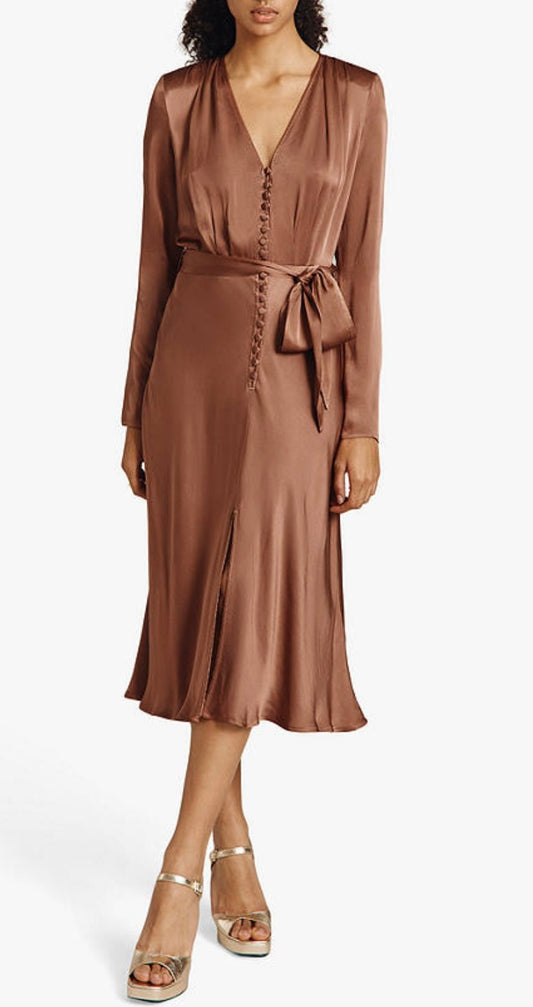 GHOST LONDON Meryl Dress - Light Brown